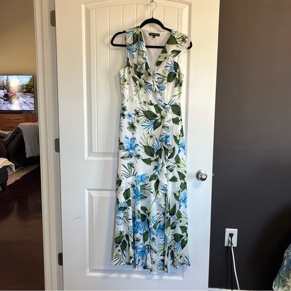 Banana Republic Dress Size 4 Spring Floral Ruffles High Low Feminine Romantic - Picture 2 of 8